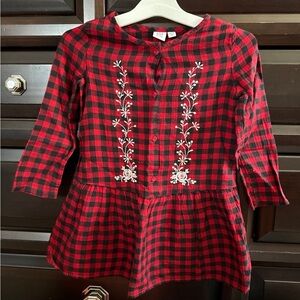 Gap Kids Embroidered Plaid Dress